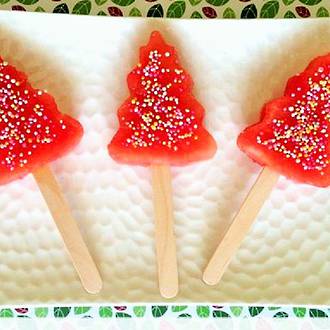 Christmas watermelon lollipops
