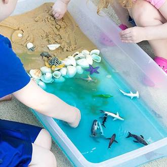 Sand and water sensory play activity