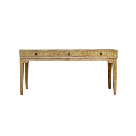 Mosaic Oak Console Table 3 Drawer