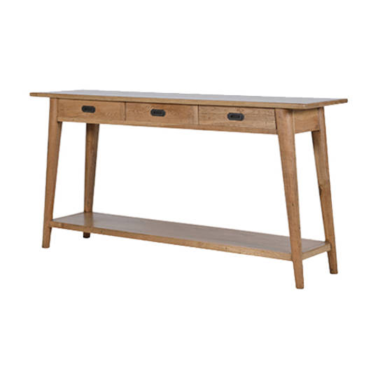 American Oak 3 Drawer Console Table