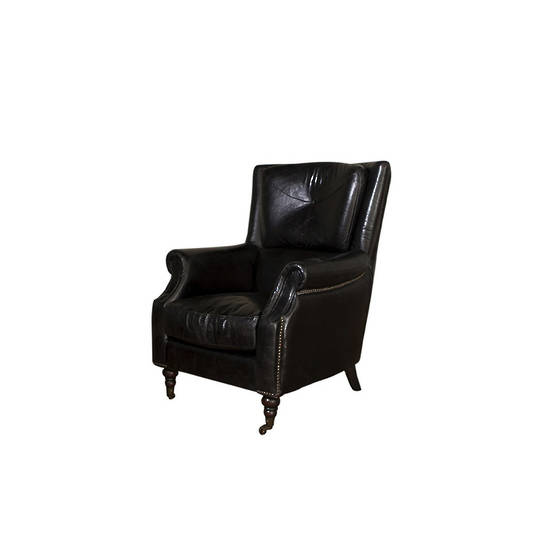 Windsor Aged Italian Leather Chair Black