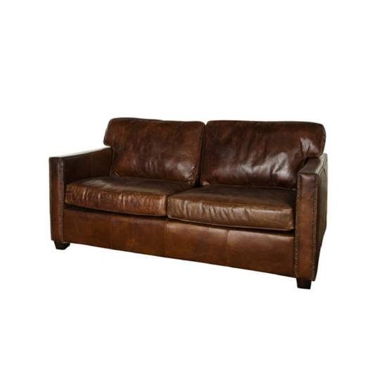 Madison Aged Italian Leather 2 Seater Brown