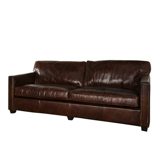 Buckingham Aged Italian Leather 3 Seater Brown