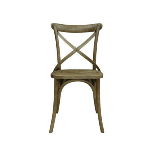 Athena Antique Elm Cross Chair with Wooden Seat