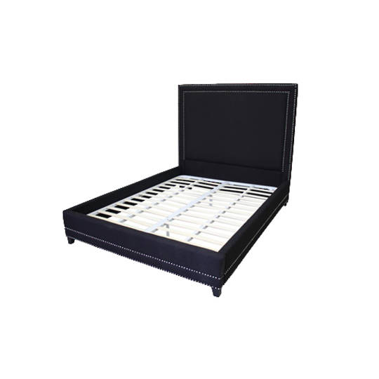 Bolton Linen Queen Bed With Slats Black Linen