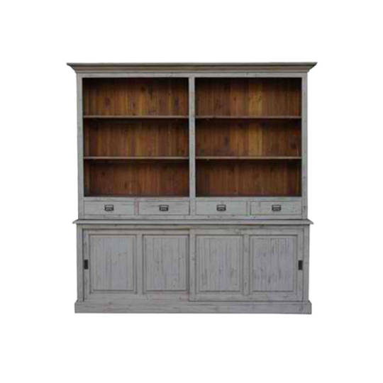 Old Pine 4 Drawer 2 Door Large Bookcase 215cm
