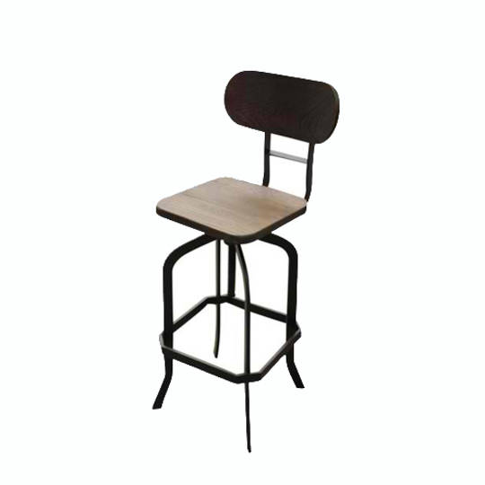 Delton Swivel Industrial Barstool With Elm Seat