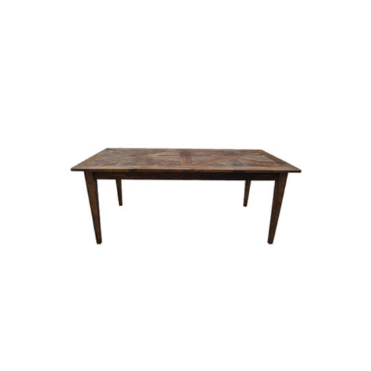 French Dining Table Recycled Elm Parquet Top 1.8M