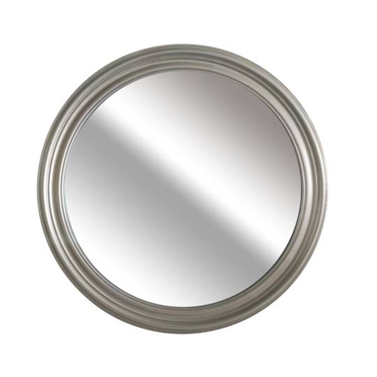 Grooved Round Beveled Mirror Silver