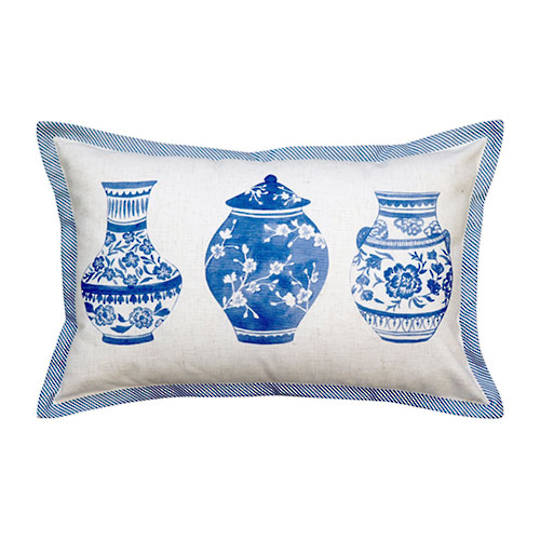 Ginger Jars Blue Lumbar Cushion