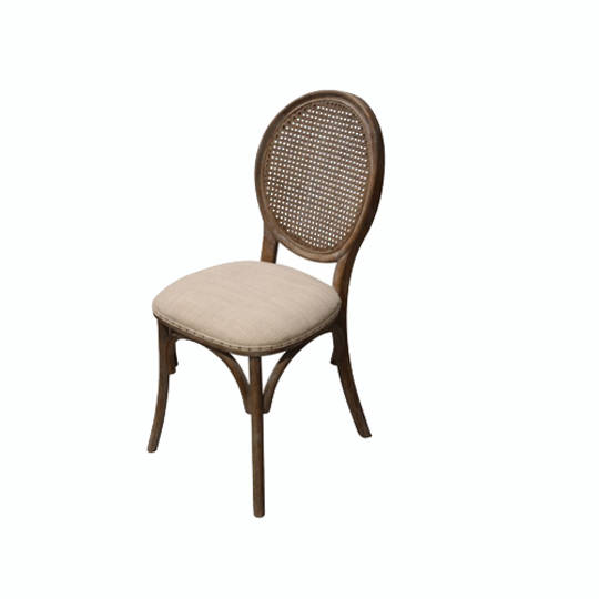 Heritage Dining Chair Burnt Oak with Natural Linen Seat