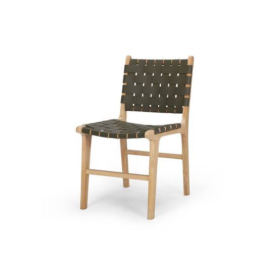 Indo Woven Dining Chair Urbano Interiors, Woven Leather Seat Dining Chair