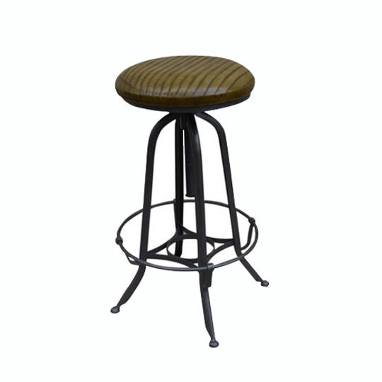Industrial Leather Barstool