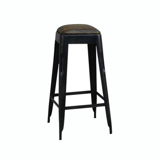 Industrial Leather Barstool