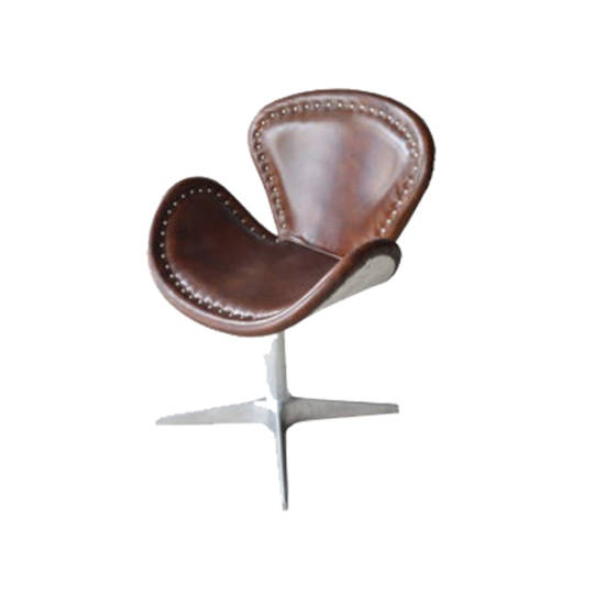 Swivel Chair Leather With Stainless Steel Base