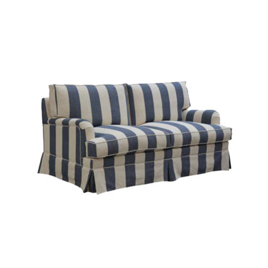 Louis Feather Filled Sofa 2 Seater - Striped Blue Linen