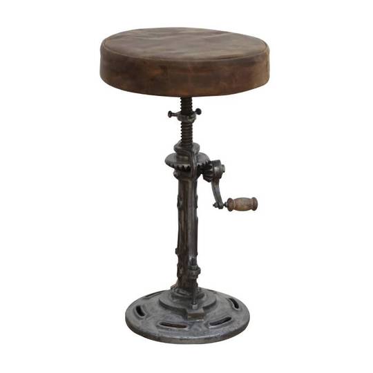 Industrial Vintage Leather Wind Up Stool