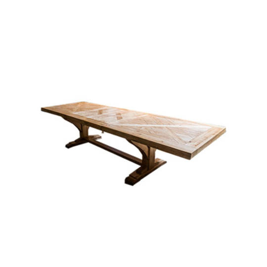 Oak Double Extension Table Parquet Top