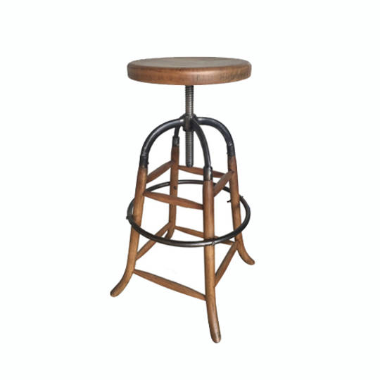 Oak Industrial Bar Stool