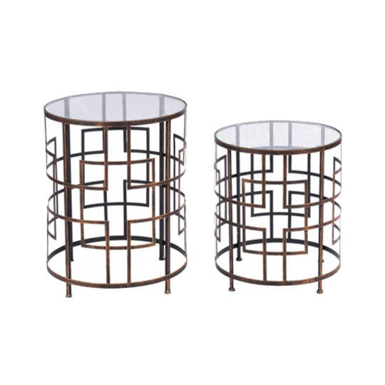 Railey Side Tables Set of 2 Burnt Gold