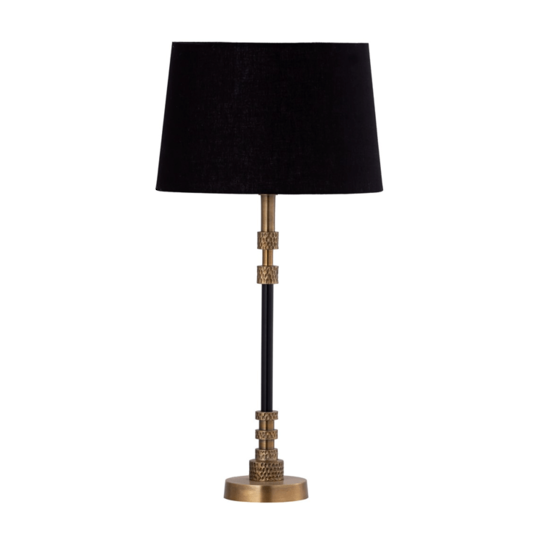 Antique Brass Table Lamp With Black Shade