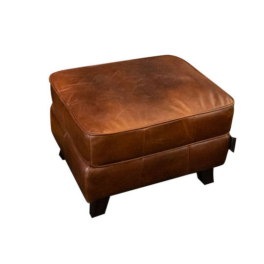 Aged Italian Leather Ottoman
