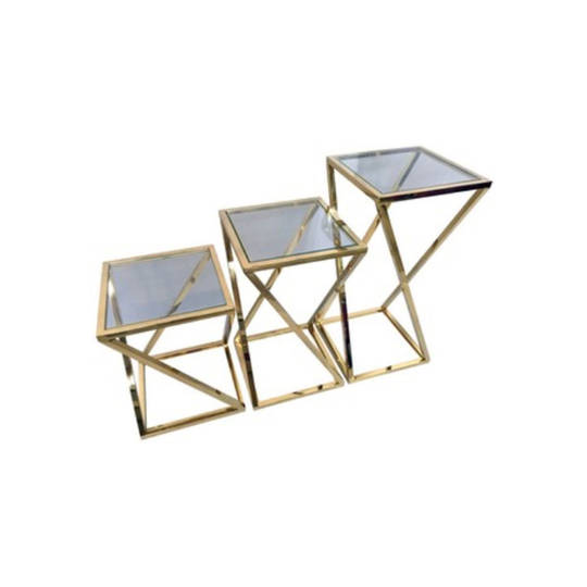 Glass End Table Gold Large