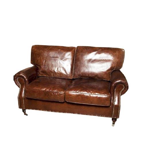 Churchill Aged Italian Leather 2 Seater