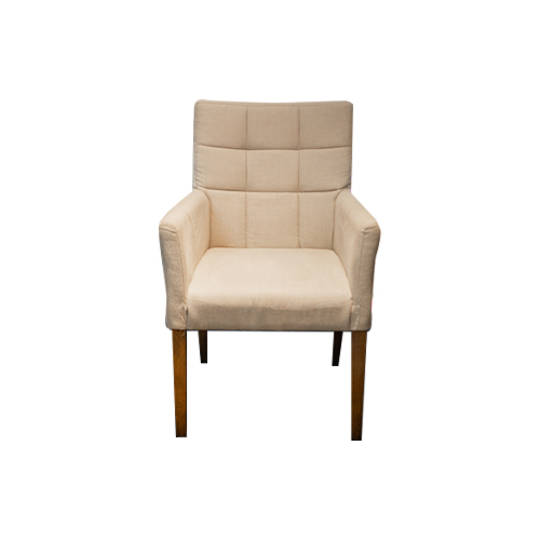 Linen Dining Chair With Arms Cream