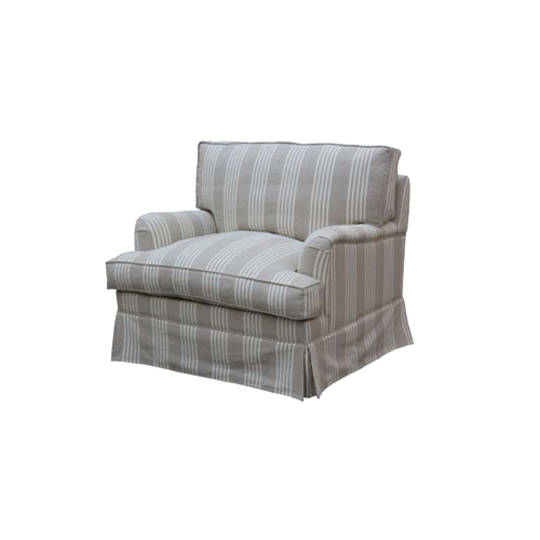 Louis Arm Chair Striped Natural Linen