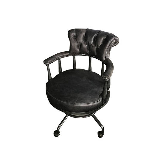 Captains Vintage Leather Office Chair Black