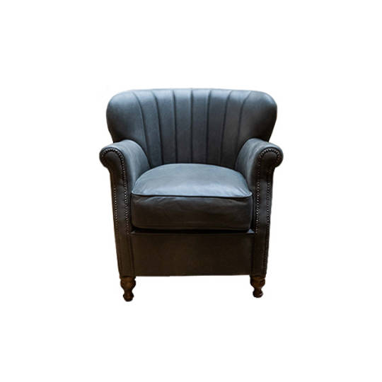 A&J Percy Chair Leather - Charcoal