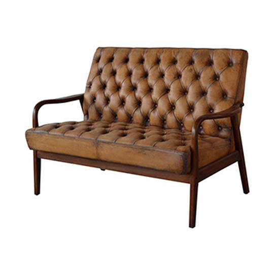 Montpellier Settee Antique Light Brown Leather