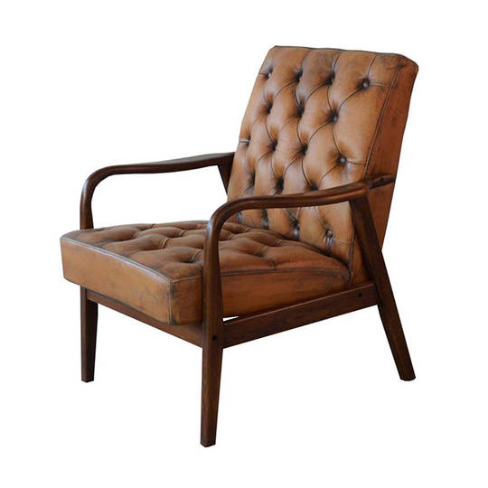 MONTPELLIER ARM CHAIR ANTIQUE LIGHT BROWN LEATHER