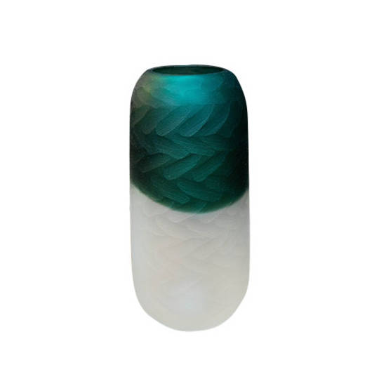 Tidal Teal Green Hand Carved Vase Tall