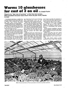Van Lier Nurseries featured on New Zealand Coal Magazine 1981