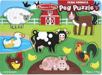 Melissa & Doug Farm Wooden Peg Puzzle (8 pcs)
