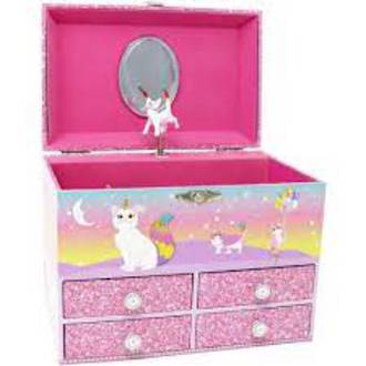 Pink Poppy Caticorn Dreams Musical Jewellery Box - Medium