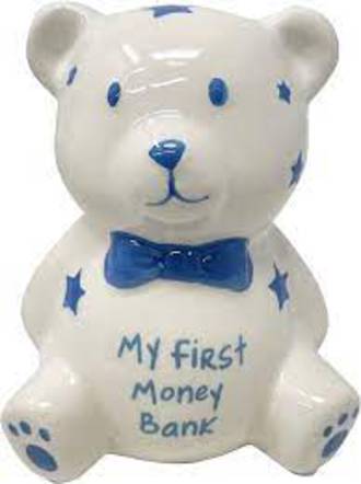 My First Money Bank- Bear Blue and White