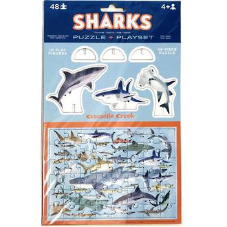 Crocodile Creek Sharks Puzzle & Playset 48pcs