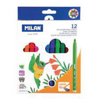 Milan Cone Tip Fibre Pens 12 Pack
