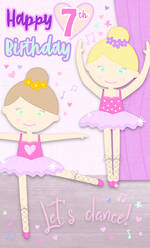 Card Happy 7th Birthday Let's Dance