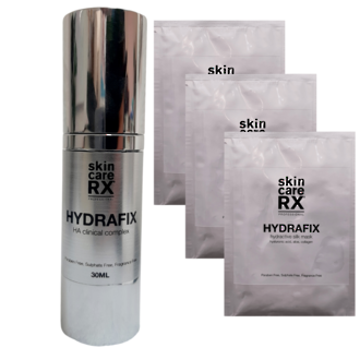 Skincare RX Hydrafix Launch special including - 18 Hydractive silk mask singles + 6 Hydrafix HA 30ml +6 bags + 7 Water bottles