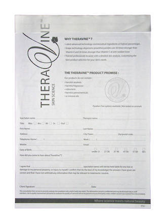 Theravine Consultation Forms - Skin Care A4 50pack