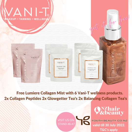VANI-T Special Collagen Offer: FREE  Lumiere Collagen Beauty Mist with 6 VANI-T collagen products: x2 Glow Better Tea+ x2 Collag