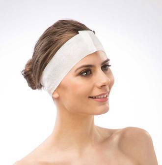 Disposable Stretch Nonwoven Headbands with  Velcro WHITE 100PCS image 0