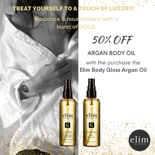 Body Glow Up! Buy Elim Gold Spritz - Get 50% off Elim Body Gloss Oil image 0