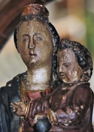 17th  Century Carved Polychrome Wooden Religious Church Figure -Virgin & Child - Italian $2250.00