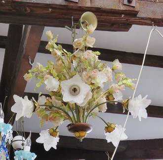 Silk Flower Chandelier with glass shades $950