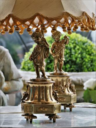 French Antique Cherub Lamp - one only $895.00